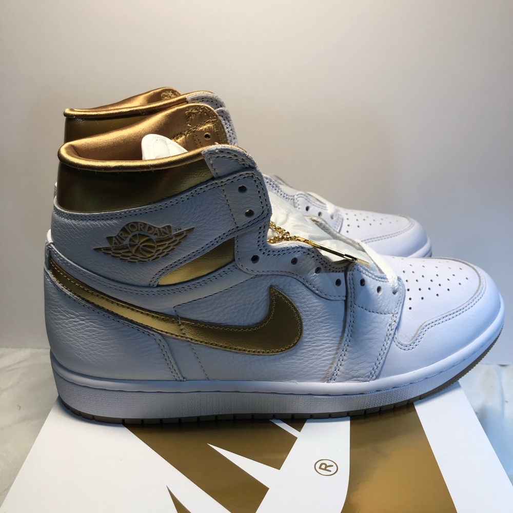 Jordan 1 Retro High OG White Metallic Gold (Women's 10.5) Unisex New With OG Box - Picture 12 of 15